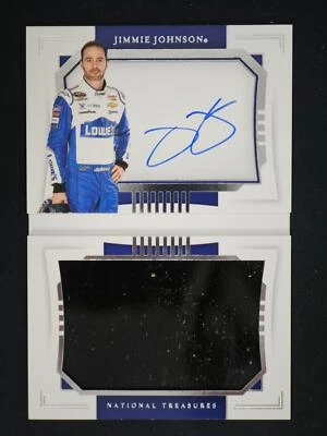 2021 Panini National Treasures Jimmie Johnson Firesuit Signature Booklet /25 - Image 1 of 2