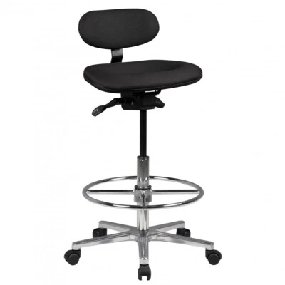 Arbeitsstuhl Rollhocker mit Lehne Höhenverstellbar Drehhocker Hocker Stehhilfe - Bild 1 von 4