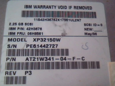Disco rígido IBM XP32150W AT21W341-04-F-C 42H3676 Rev P3 - Imagem 1 de 4