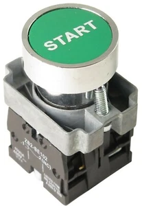 22mm Push Button fits XB2-BA35 Green "START" Momentary 1NO 1NC YC-XB2-BA35-START - Picture 1 of 2