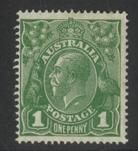 Australia KGV Small Multi WMK P14 1d Stamp Green "Neck Flaw" SG86c MH #AU55 - Picture 1 of 1