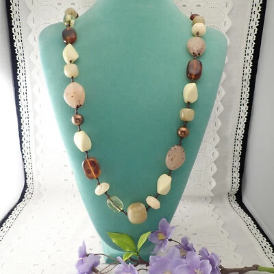 Collar Anudado Additions by Chicos Resina Tono Tierra Guijarro 36" Nuevo con Etiquetas Foto 1 de 4