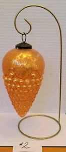 Vtg. Germany Glass Kugel Style Christmas Ornament Grapes Orange Luster 7 Inches - Picture 1 of 11