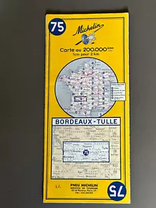 Vintage Carte Michelin Paper Map. no 75, Bordeaux -Tulle, 1968 - Picture 1 of 1
