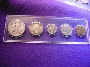 1935 PHILADELPHIA 5 COIN MINT SET GREAT 90% SILVER coins! #10 - Picture 1 of 7