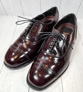 Scarpe Oxford ballerine stringate Florsheim da uomo in pelle bordeaux con punta a cappuccio taglia 9 - Foto 1 di 22