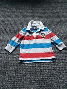H&m Boys Stripy Polo Long Sleeve Shirt - Picture 1 of 4