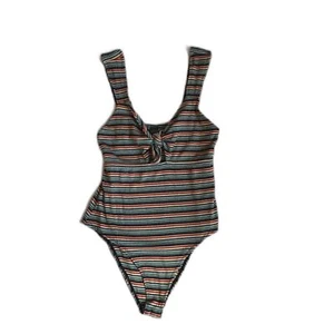 Wild Fable Womens Twisted Front Multicolor Ribbed Knit Tank Bodysuit SZ Medium - Picture 1 of 8