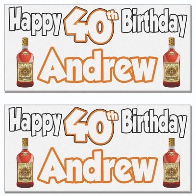 Personalised Bottle Of Rum Birthday Banner Party Decorations Pack of 2 - Image 1 of 4