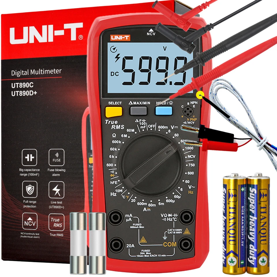 UT890C Digital Multimeter Strommessgerät AC/DC V Ω HZ temperatur AUTO RANGE NCV - Bild 1 von 4