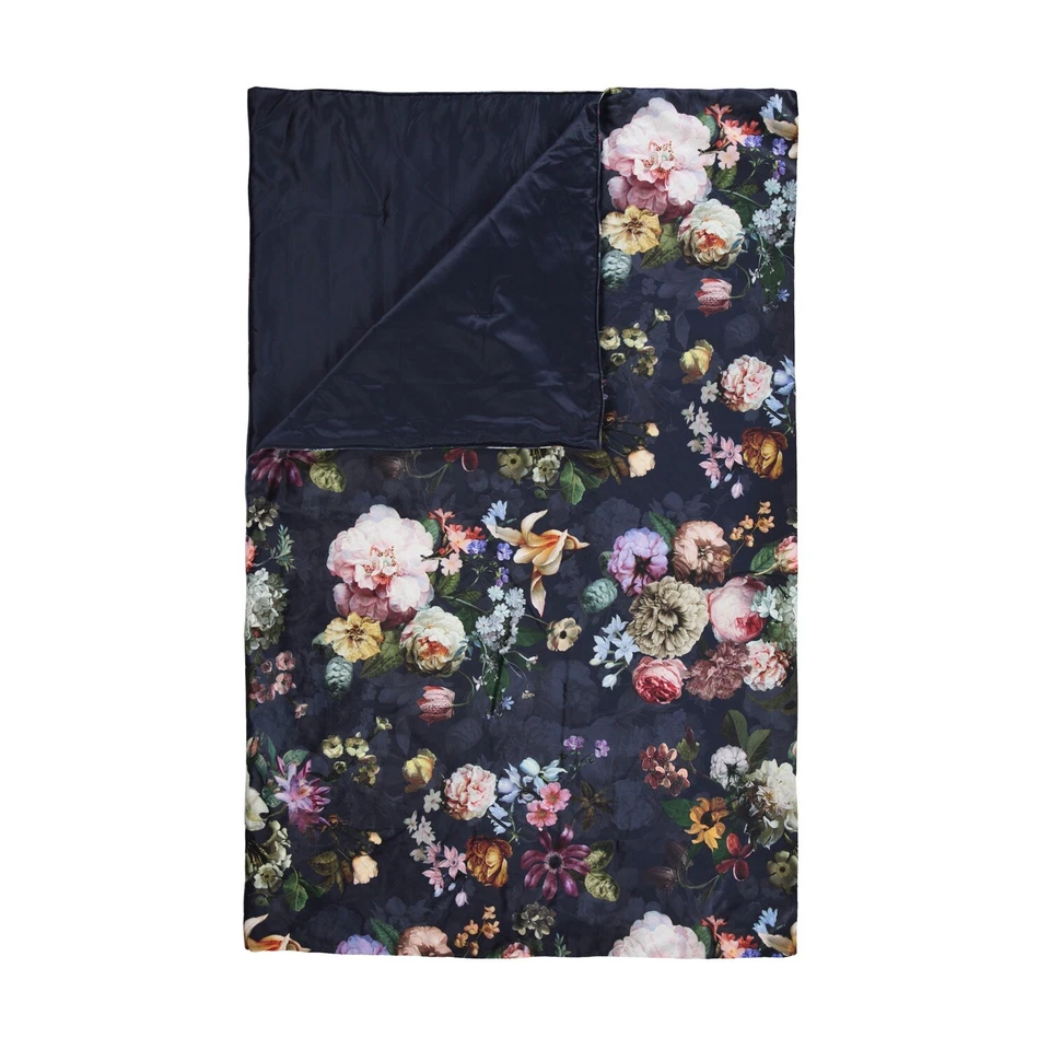 ESSENZA Tagesdecke Quilt Überwurf Fleur Dunkelblau Blumen Blüten Rosen Pflanzen - Bild 1 von 1