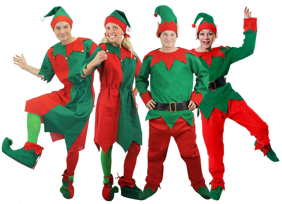 ILOVEFANCYDRESS ADULT ELF COSTUME LADIES MENS CHRISTMAS FANCY DRESS ELVES XMAS SANTA'S HELPER
