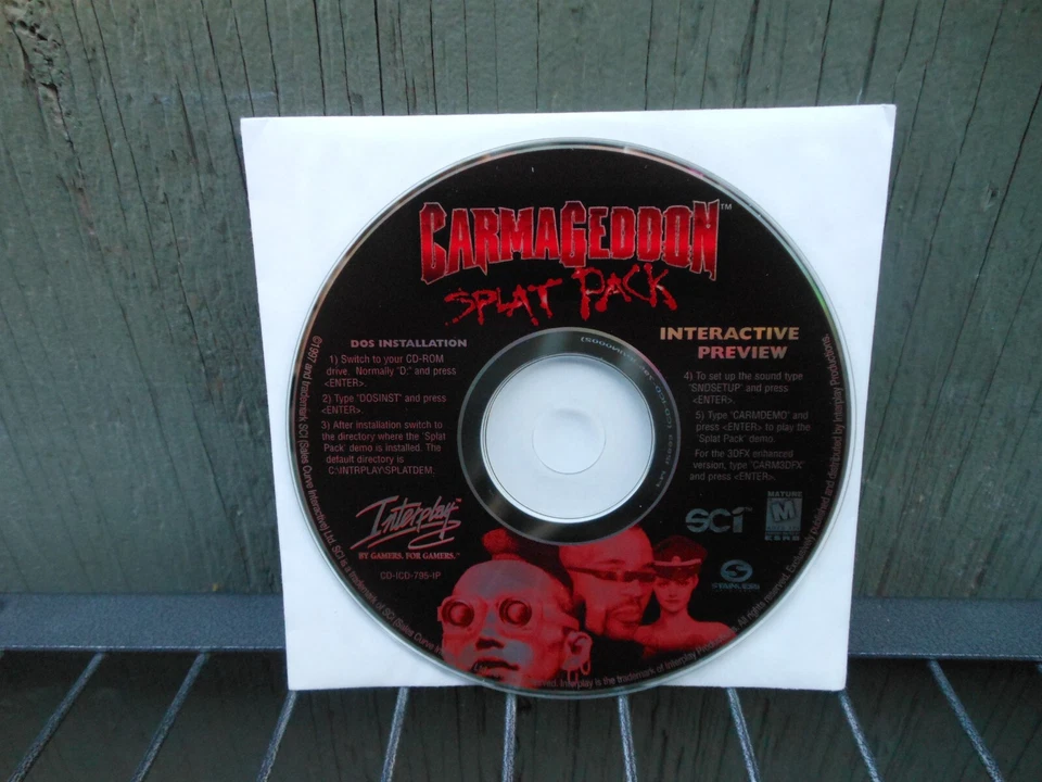 Carmageddon Splat Pack (PC 1997) Rare INTERACTIVE PREVIEW DEMO PROMO 12D - Image 1 of 1