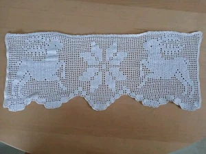 Vintage Crochet Cotton Christmas Panel Reindeer Stars - Picture 1 of 5