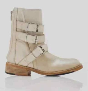 Stivali Free People Sunbelt Santa Fe Moto da donna UK 6 EU 39 in pelle beige osso - Foto 1 di 3