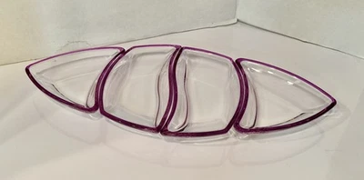 Juego de 4 platos seccionales para servir Luigi Bormioli vidrio amatista transparente Italia Foto 1 de 2