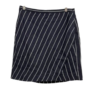 Banana Republic Skirt Womens 2 Navy White Striped Stretch A-Line Side Zip Lined - Picture 1 of 7
