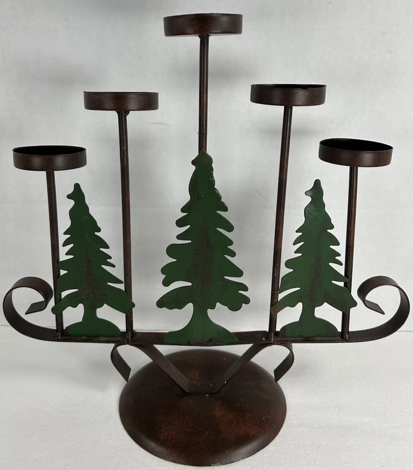 餐烛烛烛台锻铁金属支架烛台树乡村小屋 — 第 1/4 张图片