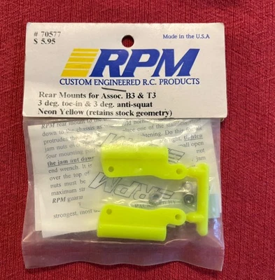 NOS RPM Associated B2 B3 T3 Series HD 3° Rear Mount Set Plastic Yellow 70577 - Image 1 of 4