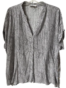 Suzanne Betro Weekend V-Neck Taupe Brown Striped Striped Tunic Top Plus Size 4X - Picture 1 of 8
