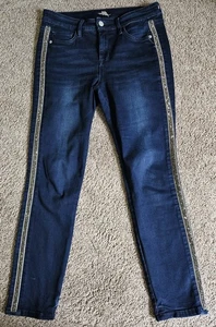 Tommy Bahama Damen 8 x 28 Tema Indigo High Rise Glitzer Smoking Ankle Jeans  - Bild 1 von 14