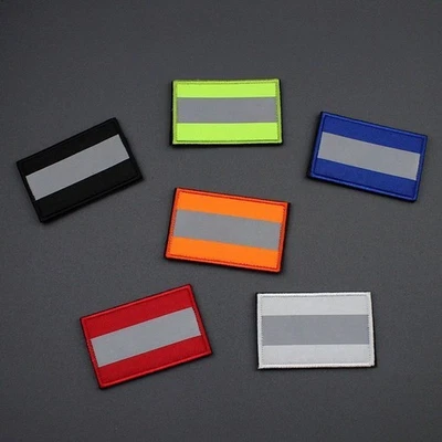 Reflective Visibility Patch Safety Fastener Runners Cyclists Striped Hook & Loop - Image 1 of 4