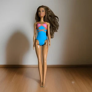 Barbie Beach Doll 2019 Teresa Blue Swim Suit Brown Hair Brown Eyes - Picture 1 of 5