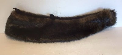 "Cuello de piel marrón oscuro de visón genuino vintage excelente 29"" de largo" Foto 1 de 4