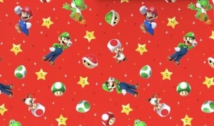 Hallmark Wrapping Paper Christmas Nintendo Super Mario & Friends Red Roll 25 sq - Picture 1 of 4