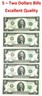 5 Consecutive Serial # Uncirculated $2 Bills Two Dollar Bills