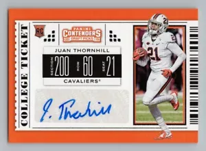 Juan Thornhill 2019 Panini Contenders selecciones del draft automático #259 Virginia Cavaliers - Imagen 1 de 2