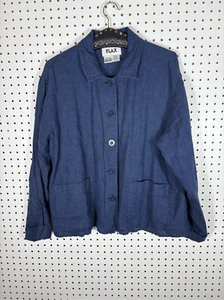 Flax button down linen blazer jacket size M - Picture 1 of 5