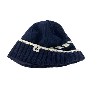 Janie and Jack Boys Navy & White Nautical High Seas Knit Hat 6 to 12 Months - Picture 1 of 5