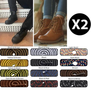2 PAIRS Shoe laces Grafters boot laces for Hiking Walking Work Boot Safety shoes - Picture 1 of 51