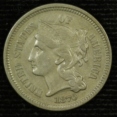 Three Cent Nickel. 1870 Extra Fine.  Lot # 9049-262-615 - Image 1 of 2