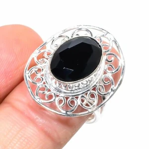 Black Spinel Gemstone Handmade 925 Sterling Silver Jewelry Ring Sz 7 (US) - Picture 1 of 1