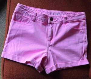 Cherokee Denim Shorts Pink XL (14-16) Cotton Cuffed Adj Inner Waistband Girls - Picture 1 of 9