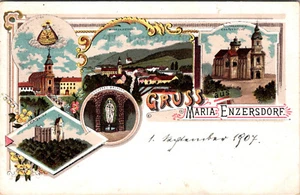 GRUSS AUS MARIA ENZERSDORF AUSTRIA 1907 OLD LITHO POSTCARD - Picture 1 of 2