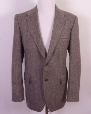 老式 60 年代 70 年代 ReTRO 棕色有斑点人字形粗花呢西装外套 Union 制造 42 R — 第 1/4 张图片