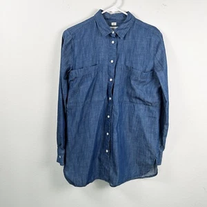 Ann Taylor Loft The Softened Shirt Gr. S Blau Denim Taschen Langarm - Bild 1 von 12