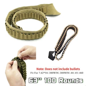 63" 100 Rounds  Ammo Belt For 7.62x54 .44 .45-70 Rifle Bullet Cartridge - Picture 1 of 27