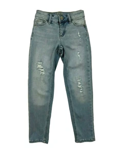 JUSTICE Girls Girlfriend Stretch Distressed Jeans  Size 8 slim  Boho  Grunge BTS - Picture 1 of 8