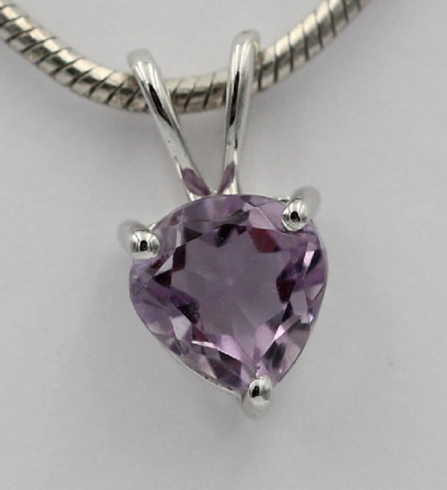 1,2 Carati Ciondolo Ametista 925 Argento Collier Catena Gioiello Violetto Pietra - Immagine 1 di 4