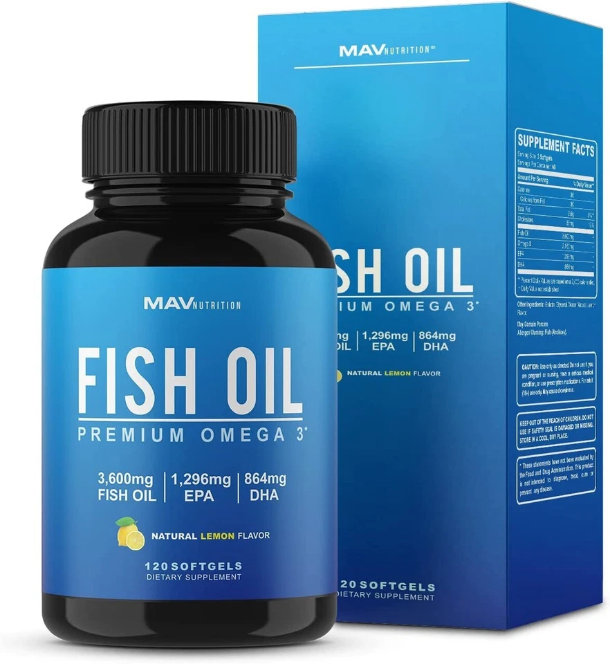 Suplemento de aceite de pescado Omega 3 3600 mg | EPA y DHA | Mejor fuente Foto 1 de 1
