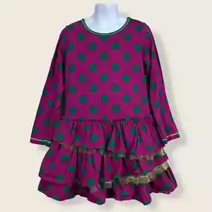 Hanna Andersson Purple Green Polka Dot Ruffled Dress Girls 130 US 8 Tulle Layers - Picture 1 of 7