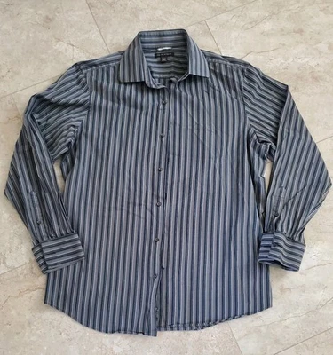 Banana Republic Dress Shirt Mens XLarge 17-17.5 Blue Stripe French Cuff Cotton - Image 1 of 3