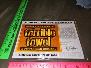 MYRON COPES OFFICIAL GOLD THE TERRIBLE TOWEL PATCH 3.5" x 4.5" inches - Picture 1 of 18