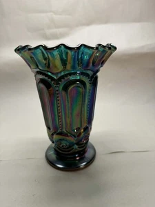 LE Smith Mond und Stern smaragdgrün Karneval gekräuselte gekräuselte Vase  - Bild 1 von 5