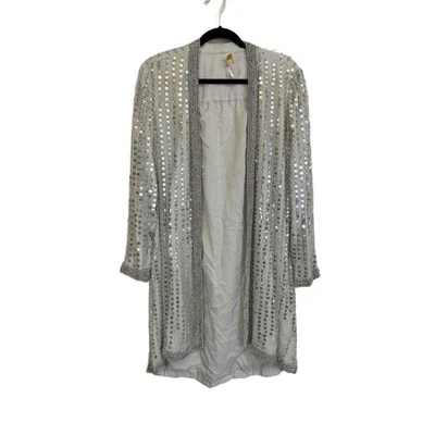 Roaman блестками бисером кардиган L/XL серый шелк блестящий украшенный гламур вечер - Изображение 1 из 4