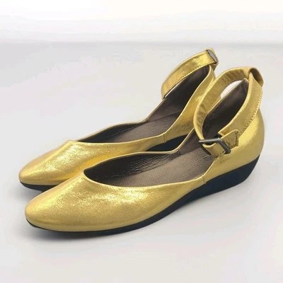 Arche women Gold nubuck Ballerina Shoes  flats ankle strap low wedge  5/ 36 new - Image 1 of 4